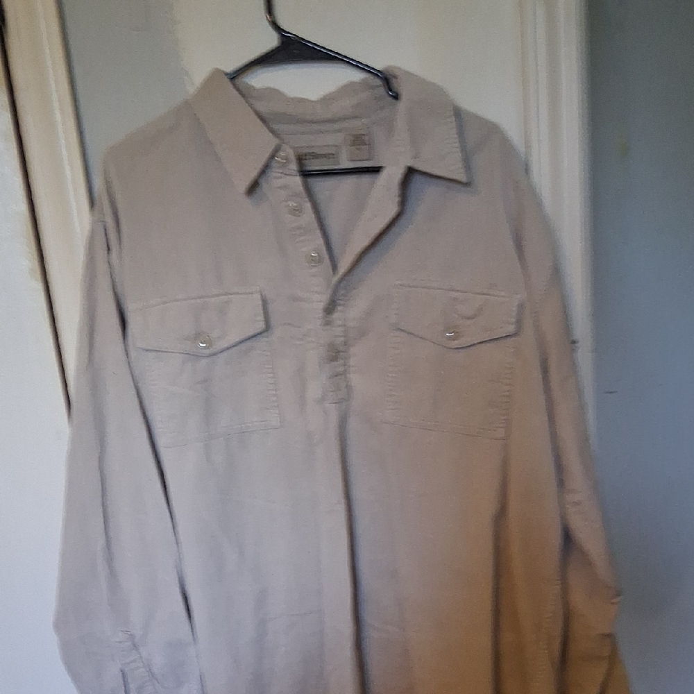 Casual Beige Button-Up Shirt